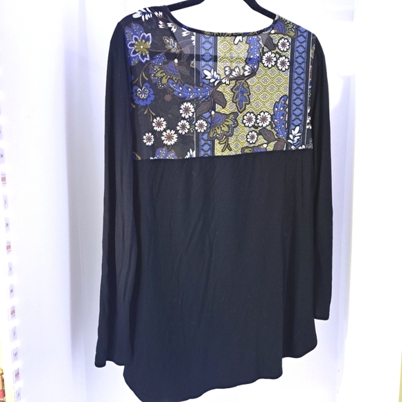 Spense | Floral blouse yellow, blue & black / long sleeve women's top - Picture 7 of 13